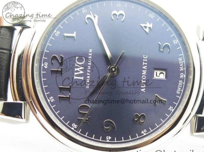 MIROTIME 0209 Da Vinci IW356601 SS TW 1:1 Best Edition Blue Dial On Black Leather Strap A Durable 7239